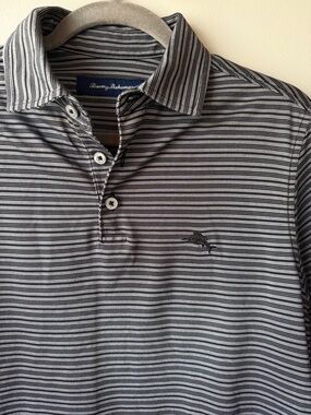 Tommy Bahama Men's Black & Gray Micro-Stripe Polo size s small NWOT